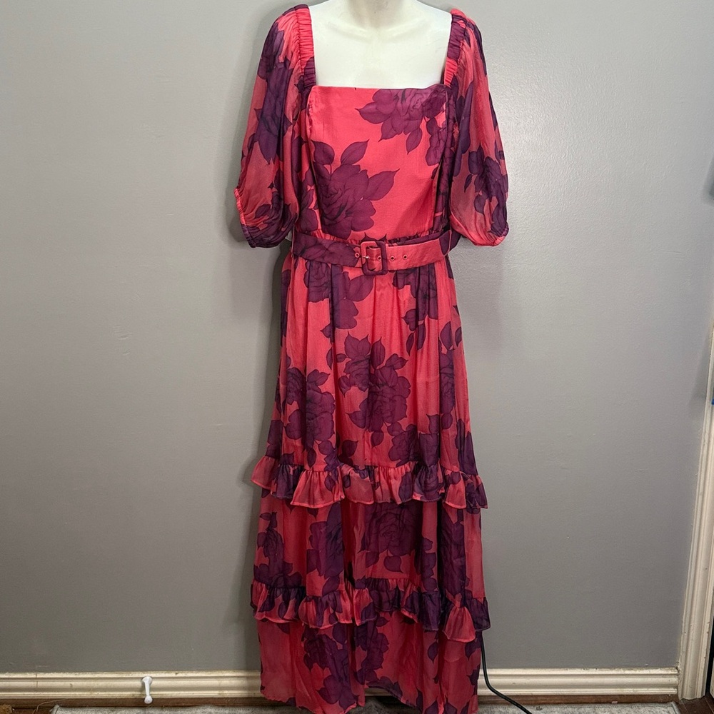 NWT Anthropologie Hutch Women's Puff Sleeve Ruffle Midi Dress 2X - Picture 4 of 6